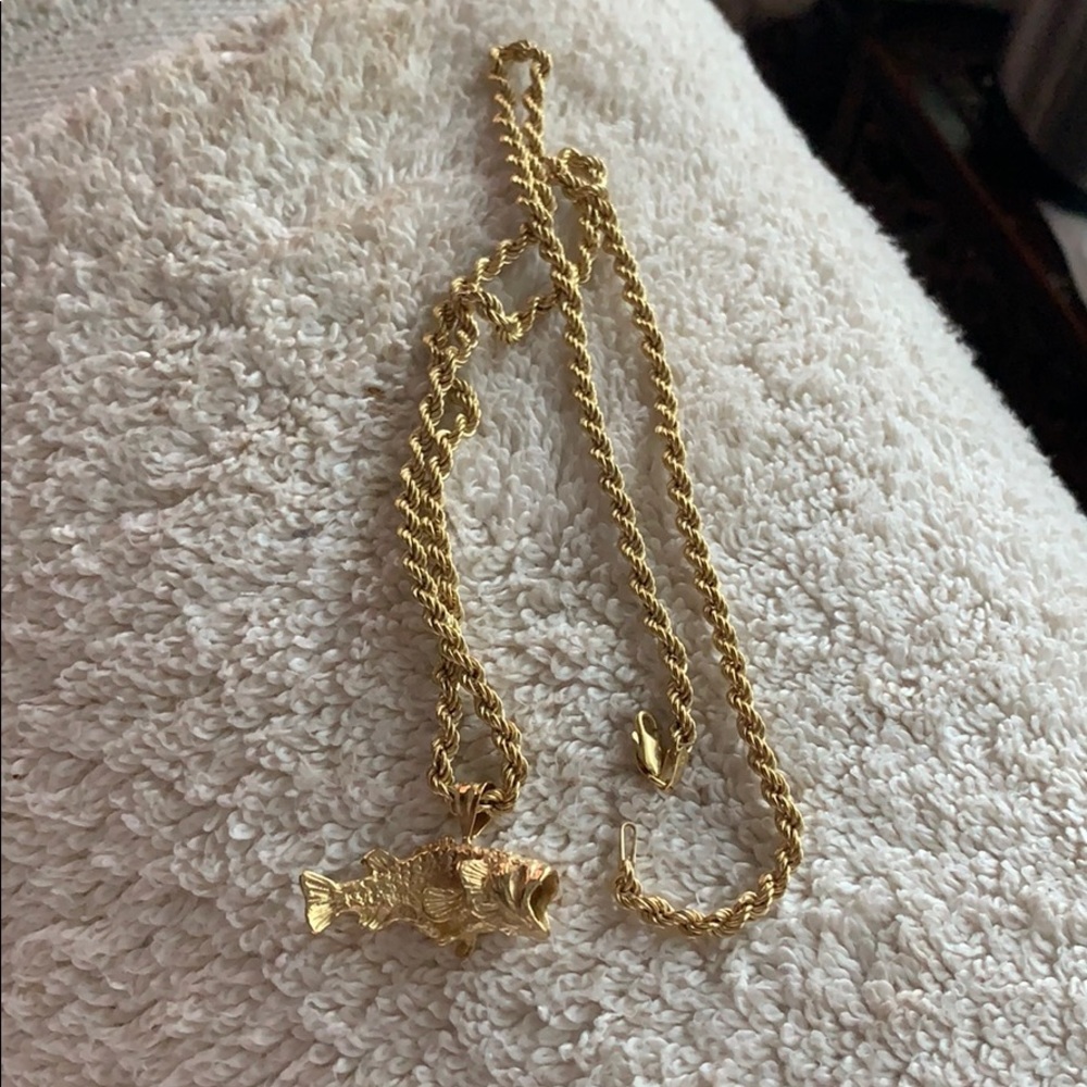 10k Gold Rope Chain & 14k Solid Gold Pendent